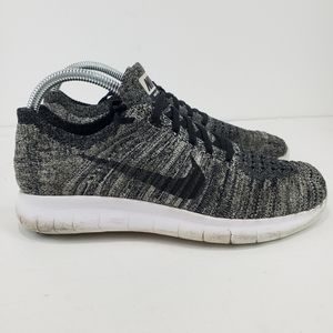 Nike Free RN Flyknit Black White Oreo Running Shoes Women's 7.5 834362-100